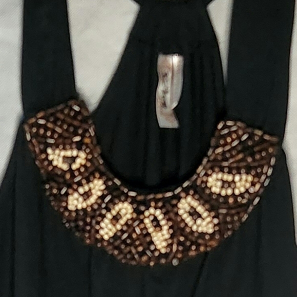 Lster Tee Shirt Dress Wood Beaded Embellishments - Picture 9 of 9